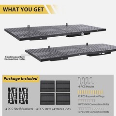 2pcs1.6x4Ft Garage Wall Shelving Wall Mounted Heavy Duty Shelving Easy Assembly