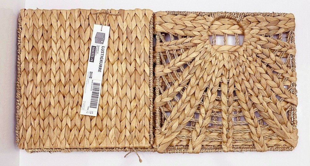 Ikea LUSTIGKURRE Basket, natural water hyacinth/seagrass, 12 ½x13x12 ½ ” – NEW