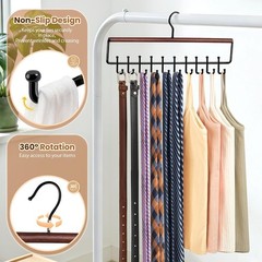 Upgraded 2-in-1 Black Non Slip Space Saving Tie and Belt Hanger Closet Organizer