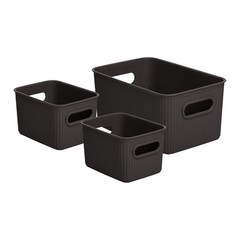 Superio – Basket Open Home Storage Bins Organizer Brown Set Of 3