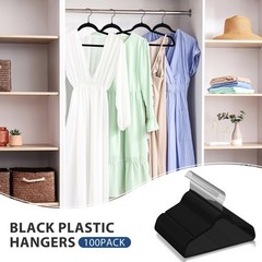 100 Pack Velvet Hangers Flocked Non-Slip Clothes Hangers 360° Swivel Hook Black