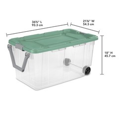 Sterilite Extra-Large Wheeled Rugged Storage Bin, 160 Quart Durable Clear Storag