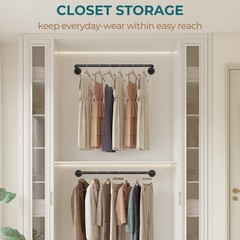 Industrial Pipe Clothes Rack Wall Mounted Set of 2, 38.4 inches Heavy Duty Iron