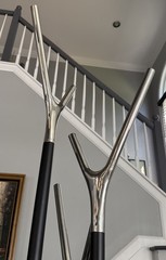 Frost Denmark “Wishbone” Coat Rack Hall Stand, Matte Black/Polished Chrome