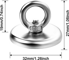 Strong Magnetic Hooks 6 Pack, 100 Lbs (45 KG) Pulling Force Rare Earth Neodymium