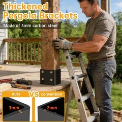 Thickened 6×6 Concrete Post Base w/Hidden Anchor, Raised for Deck/Pergola (2pc)