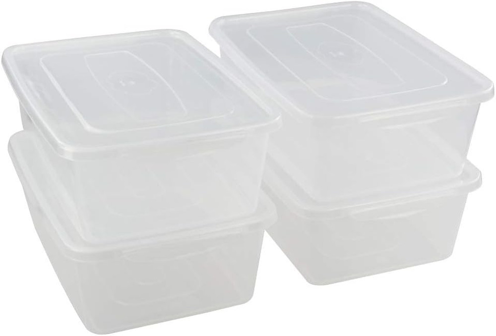 14 Quart Clear Plastic Storage Bins with Lids – 4 Pack Latching Containers