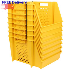 Stackable Storage Bins 8-Pack Open-Front Plastic Modular Home Organizer Closet