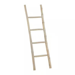 59 In. White Handmade Teak Wood 4 Rack Ladder Free Shipping New