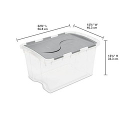 Clear Plastic Storage Container with Hinge Lid 48 Quart Medium FlipLid Bin Gray