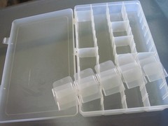 Clear Plastic Organizer Container with Removable Dividers 14” x 9”x 1 2/3”