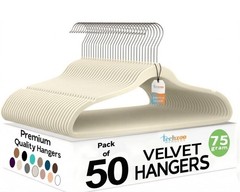 Techzoo 50 Pack New Premium Quality Velvet Hangers Ultra Thin Non Slip Adult