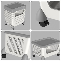 Idotry 5pcs Plastic Stackable Storage Bins – Gray Large Storage Basket w/ Wheels