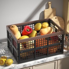 Idotry 42L Collapsible Storage Crates Plastic Folding Utility Milk Basket, 2Pack