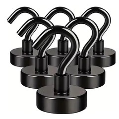 6 Pack 110 Lbs Magnetic Hooks Heavy Duty, Neodymium Magnet Hooks, Strong Black M
