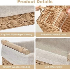 Set of 2 Wicker Storage Baskets with Handles Decorative Toilet Paper Tank Organi