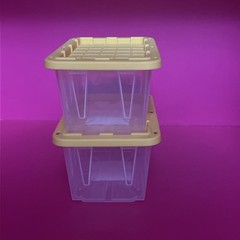 2 Lowe’s Clear Mini Teeny Totes With Yellow Cover Lid 4.8″ X 3.3″ X 2.4″ NEW