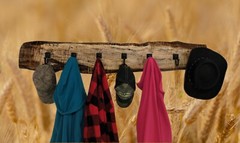 Very Rustic Live Edge Spalted Maple Coat Rack With 7 Contemporary Coat Hooks