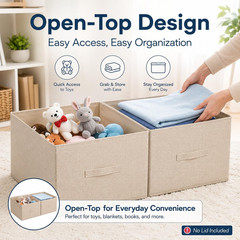 Extra Large Open Top Blanket Storage Baskets – 20x16x12 Closet Organizers