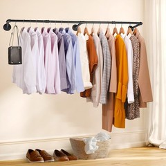 66.1″ Industrial Pipe Wall-Mounted Clothing Rack – Heavy Duty Space-Saving Garme