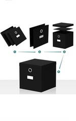 Collapsible Fabric Storage Cubes with Lids, Black 3 Pack (11×11×11 inches) – NEW