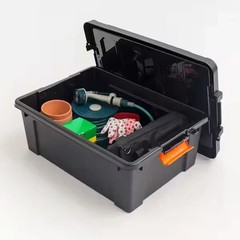 Stackable Storage Tote Bin Plastic Container Heavy-Duty Box Black 48Qt 12Gal