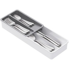 Lifewit Compact Silverware Organizer for 16.54×5.71×2.36IN, Gray&White