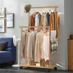 Double Rod Rolling Clothes Rail Clothes Trouser Rack Drying Rack Storage Display