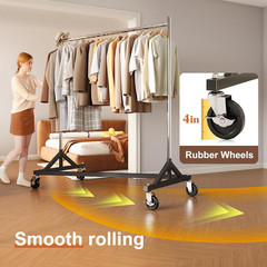 HOKEEPER 63x24x71″ Z Clothes Rack Lockable Wheels Adjustable Heavy Duty
