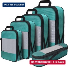Compression Packing Cubes Set – 5 Lightweight Luggage Organizers bags for Travel