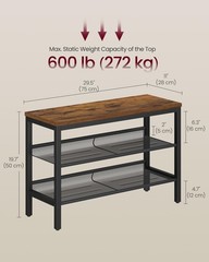3 Tier Shoe Rack Bench, One Piece Shelves, Shoe Storage Organizer with Raised…