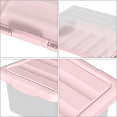 14-Quart Storage Container Bin with Pink Secure Lid and Latch Buckles, Durabl…