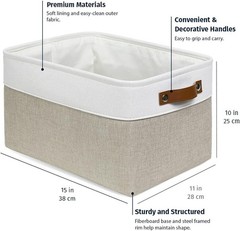 Large Fabric Storage Baskets for Shelves 3 Pack, 15x11in Closet Storage Bins …