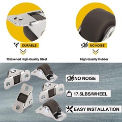 8 PCS Mini Rigid Non Swivel Rubber Caster Wheels Steel Top Plate 1/2 Inch