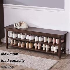 16.5 In. H 12-Pair Brown Wood Shoe Rack