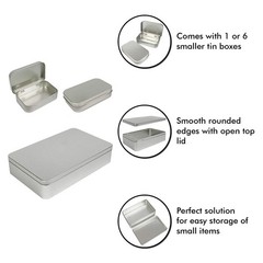 XL (8.5 x 5.3 x 1.9 In) Silver Metal Rectangular Empty Tin Containers for Gif…