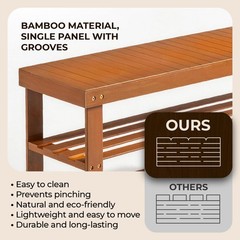 Bamboo Shoe Rack Bench 3 Tier Sturdy Entryway Bedroom Organizer Shelf Walnut