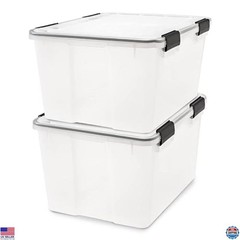 IRIS USA WeatherPro 47 Qt Storage Bins – 2 Pack BPA-Free Stackable Plastic Boxes
