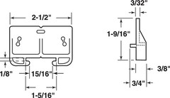 Prime-Line Products R 7154 Drawer Guide Metal 3/32 in. x 1-9/32 in., Yellow