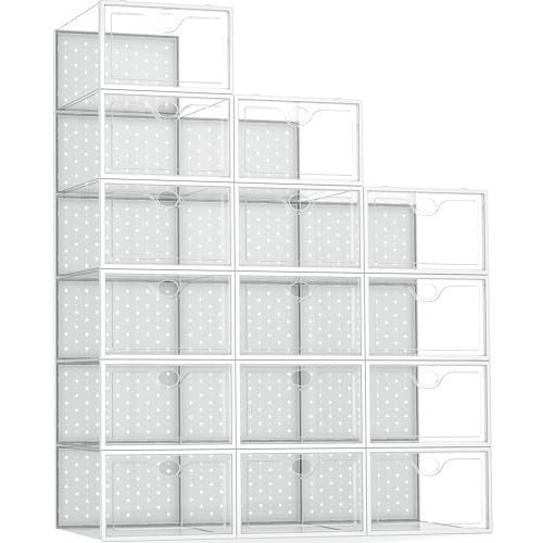 Pinkpum 15 Pack X-Large Shoe Storage Boxes Fit US Size 12, Sneakerheads White