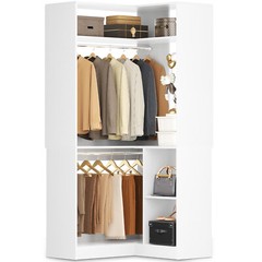 34in Corner Closet System with Shelves ＆ 2 Hanging Rods,Walk-in Closet Organizer