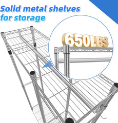Heavy Duty Clothing Rack Loads 450 LBS, Garment Racks with Adjustable Shelves fo