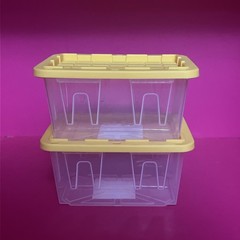 2 Lowe’s Clear Mini Teeny Totes With Yellow Cover Lid 4.8″ X 3.3″ X 2.4″ NEW
