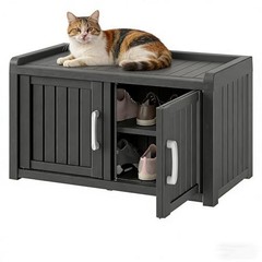 Waterproof UV-Resistant Shoe Storage Cabinet with Adjustable Shelves, Black