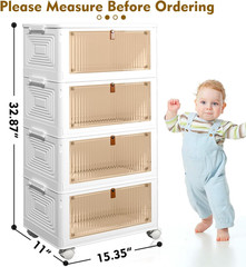 CTSNSLH 4 Tier Plastic Storage Bins and Boxes Organizer – Stackable with Lids fo