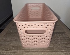 Room Essentials Y-Weave Half Medium Decorative Storage Basket Metallic Blush