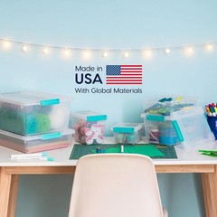 Durable 1 Qt Craft Organizer Bins with Buckle Lids – 6 Count, Clear/Seafoam
