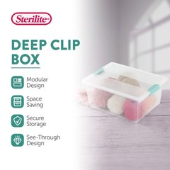 Sterilite Deep Plastic Stackable Storage Bin w/ Clear Latch Lid, Clear (4 Pack)