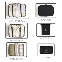 Black 6 Piece Packing Cubes for Suitcases Travel Luggage Packing Organizers