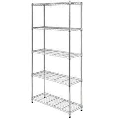 Chrome/Black 5-Shelf Steel Wire Tier Layer Shelving 72x36x14″ Storage Rack